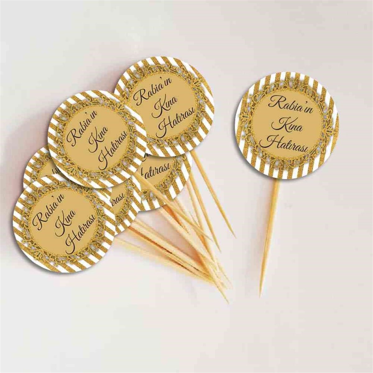 Gold Vintage Konsept Kına Cupcake Kürdanı 