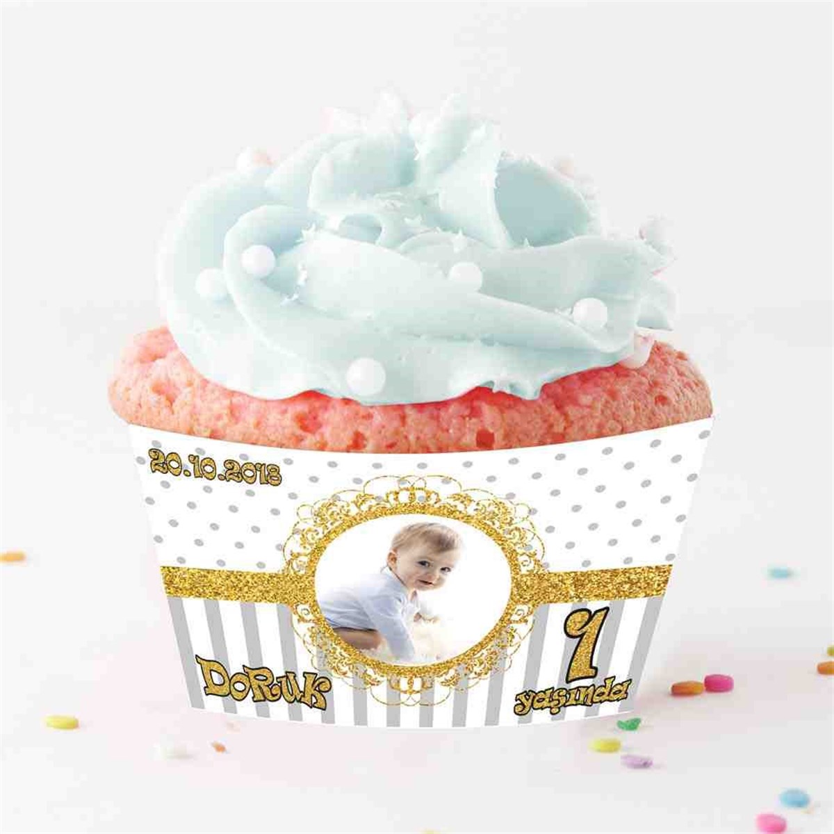 Gold Yaldız Temalı Cupcake Sargısı 