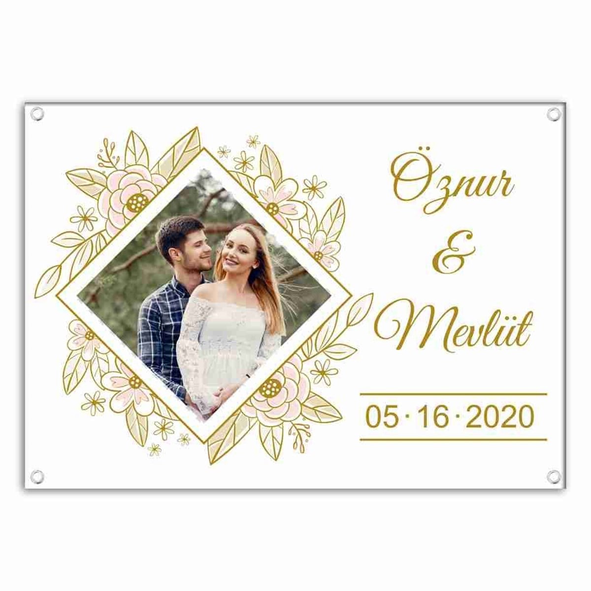 Gold Yazılı Nişan Tarihli Afiş 