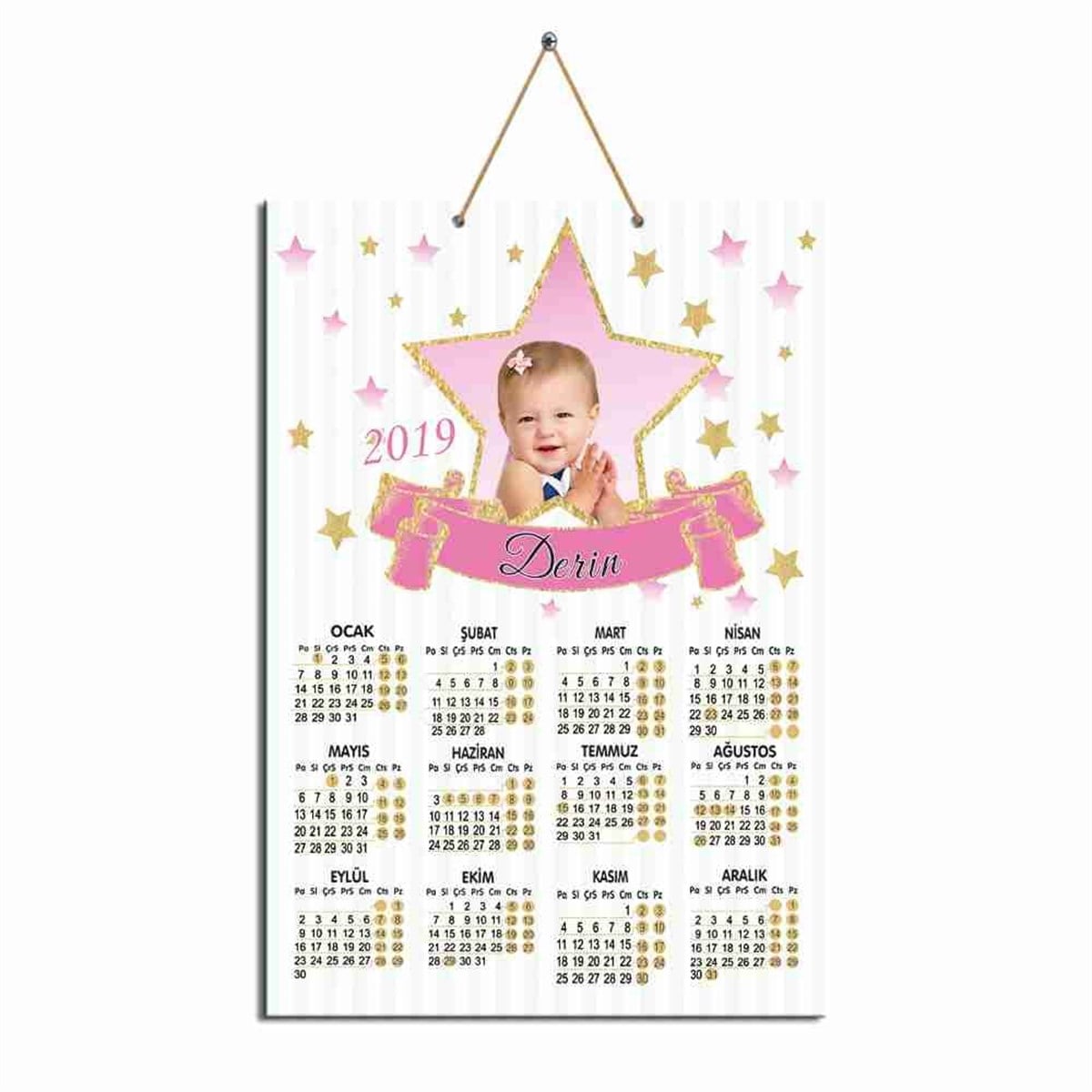 Gold Yıldız Karton Takvim  