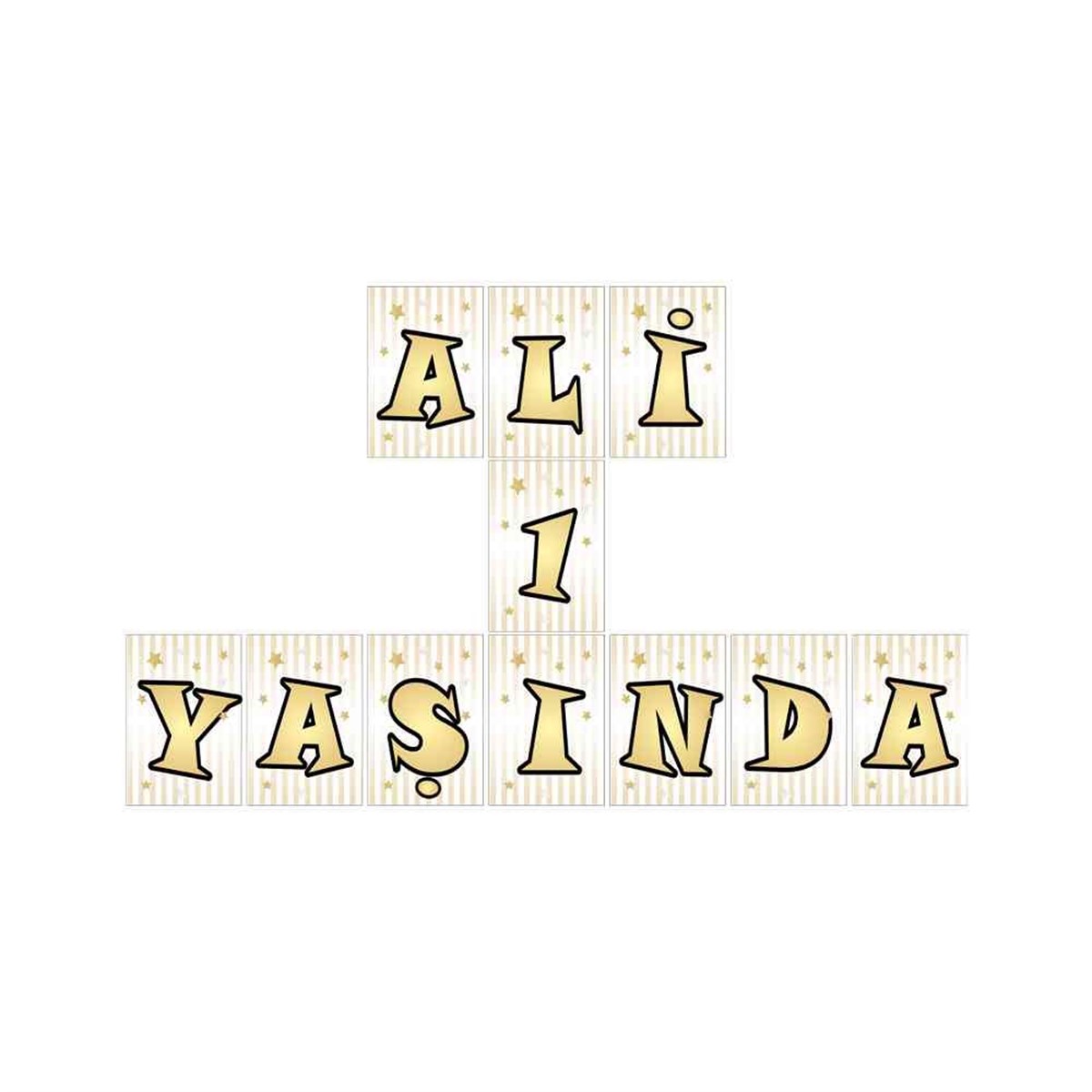 Gold Yıldızlı Taçlı Konsept Harf Banner 