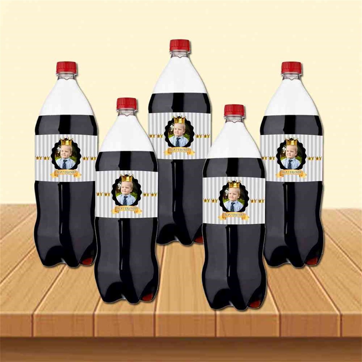 Gri Gold Taçlı  Cola Şisesi Bandı   