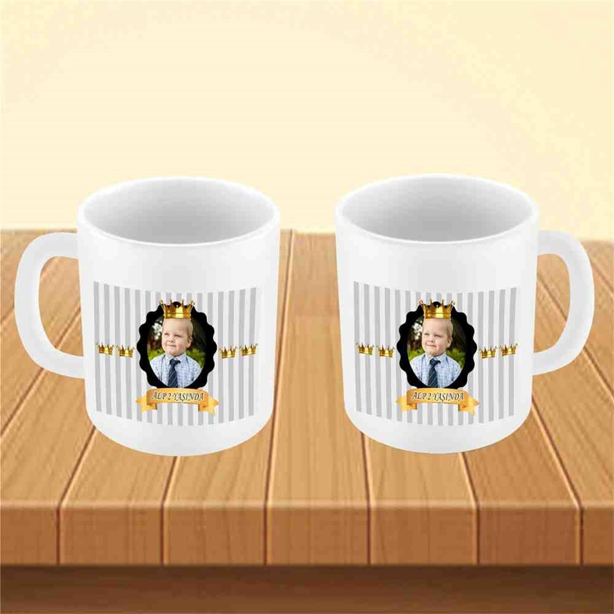 Gri Gold Taçlı  Konsept Kupa Bardak Mug  