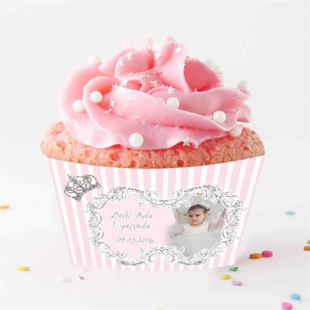 Gümüş Taç Cupcake Sargısı 