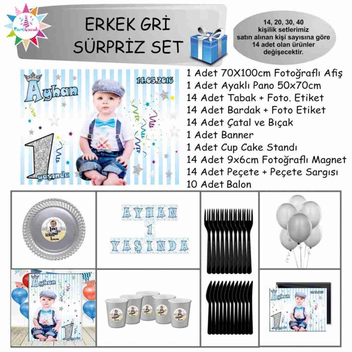 Gümüş Taçlı Konsept Süpriz Set 