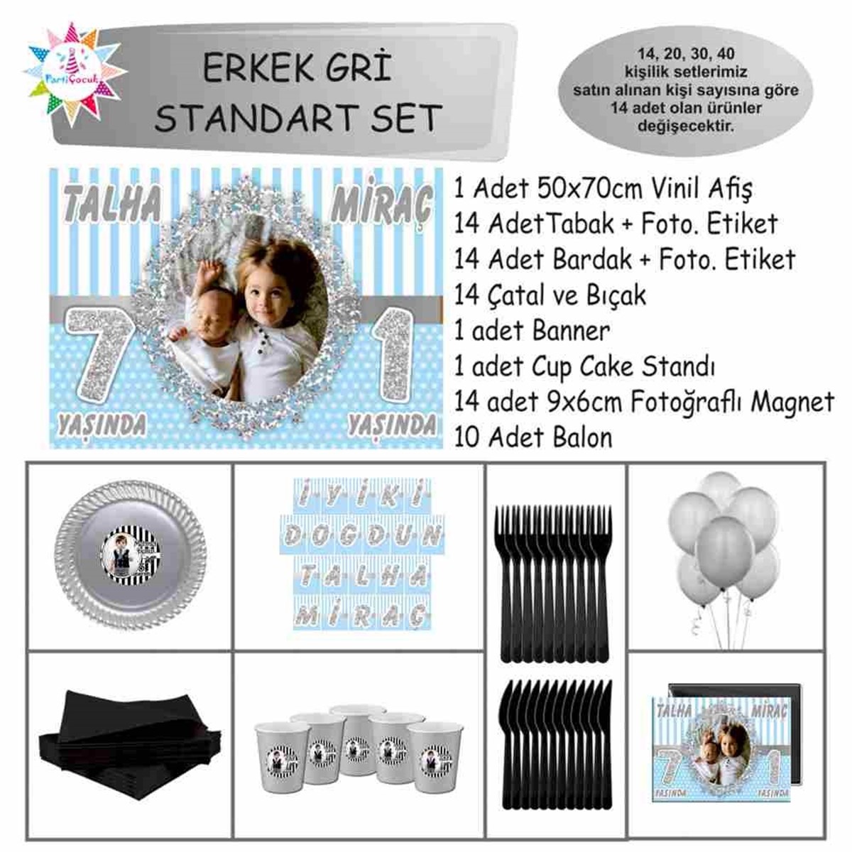 Gümüş Yaldız Tema Parti Standart Set 