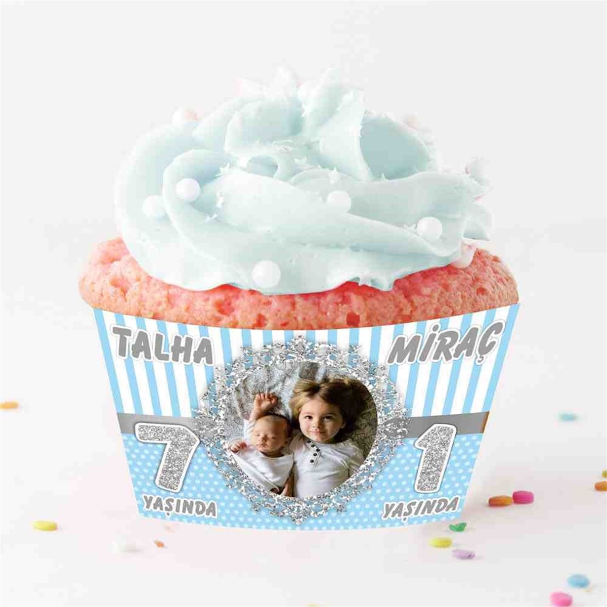Gümüş Yaldız Temalı Cupcake Sargısı 