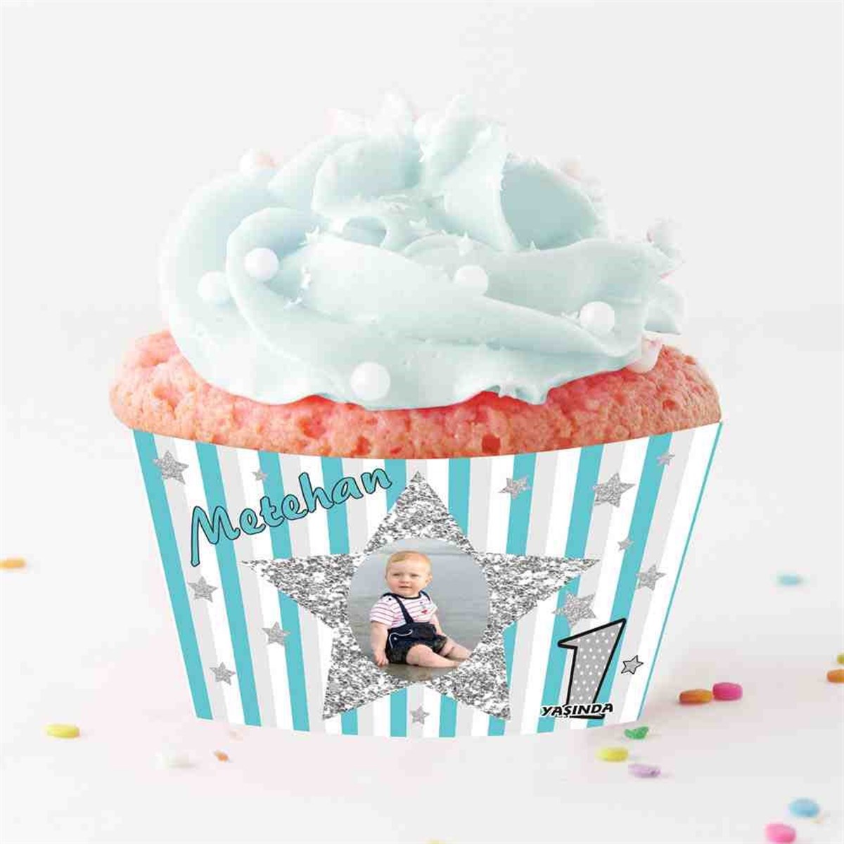 Gümüş Yıldızlı Cupcake Sargısı 
