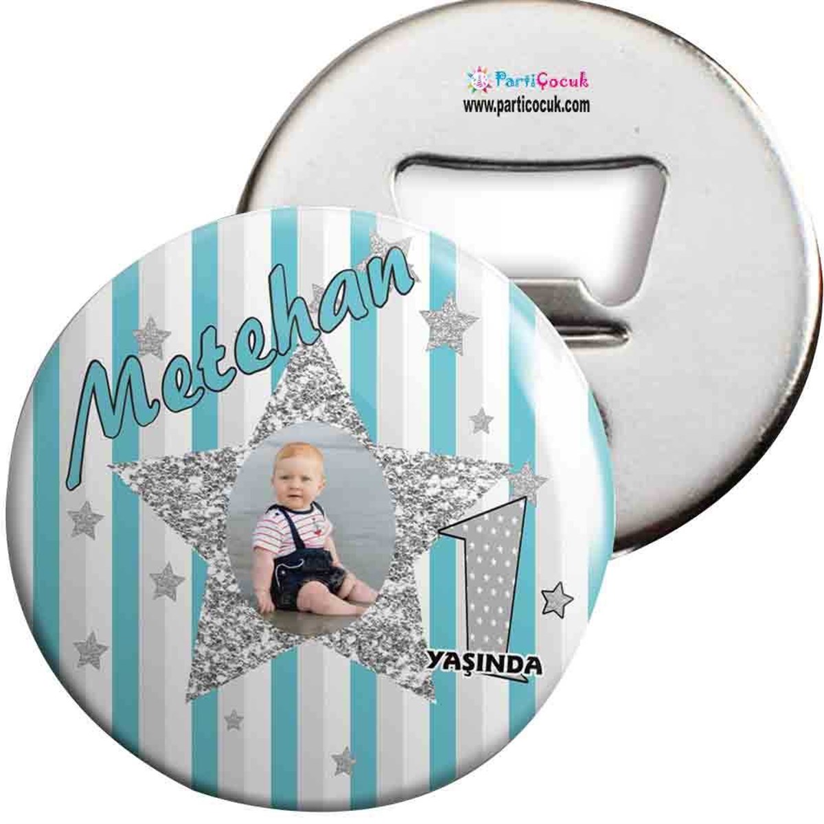 Gümüş Yıldızlı Konsept Açacaklı Magnet Kişiye Özel 