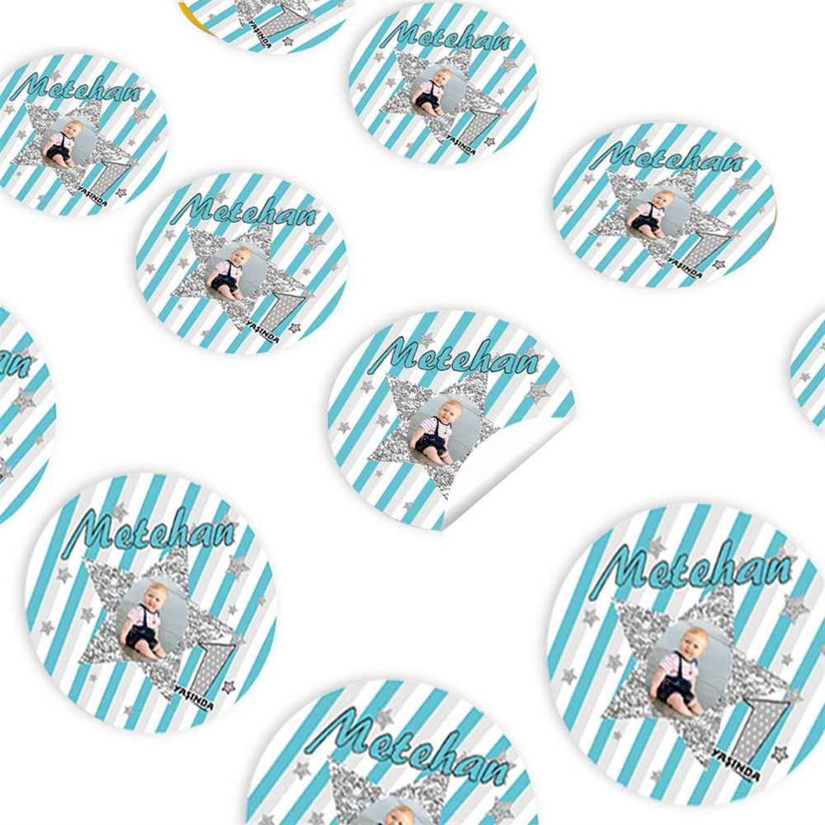 Gümüş Yıldızlı Konsept Sticker 30 Adet 