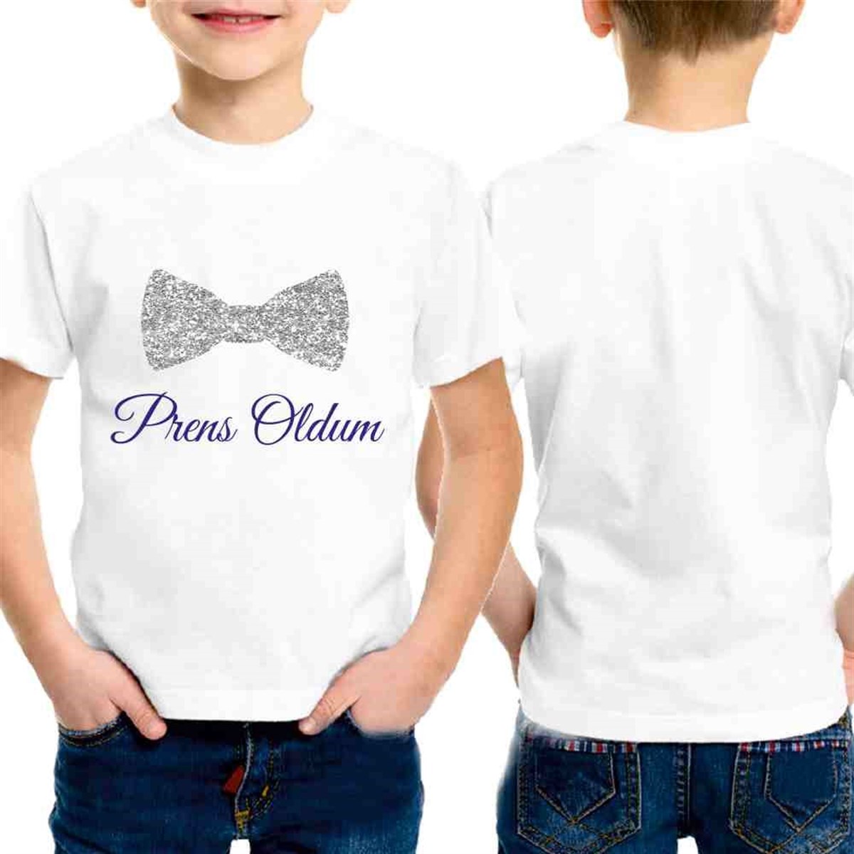 Gümüş Yıldızlı Sünnet Konsepti Kişiye Özel T-Shirt Baskı  