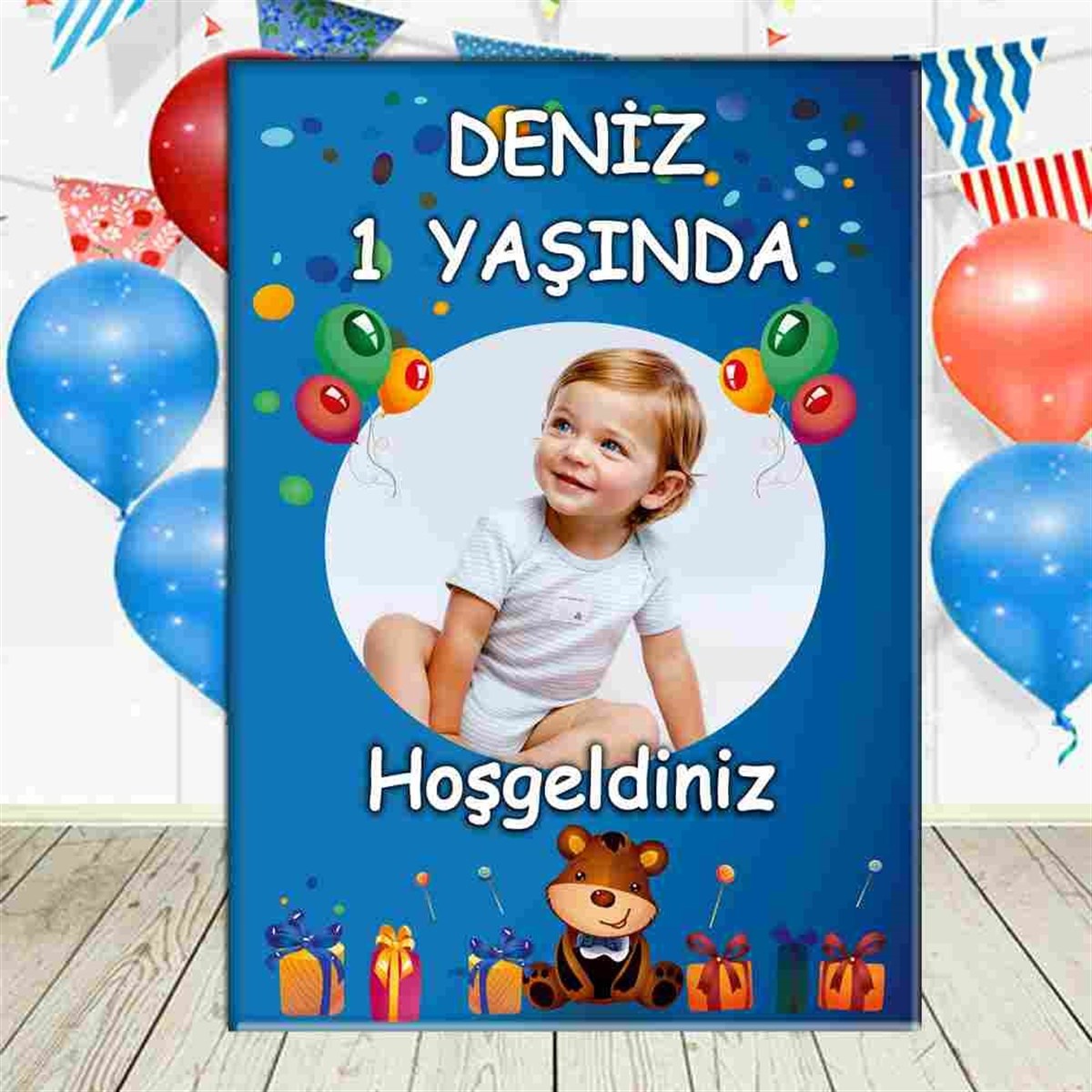 Hediye Balonlu  Konsept Ayaklı Pano 