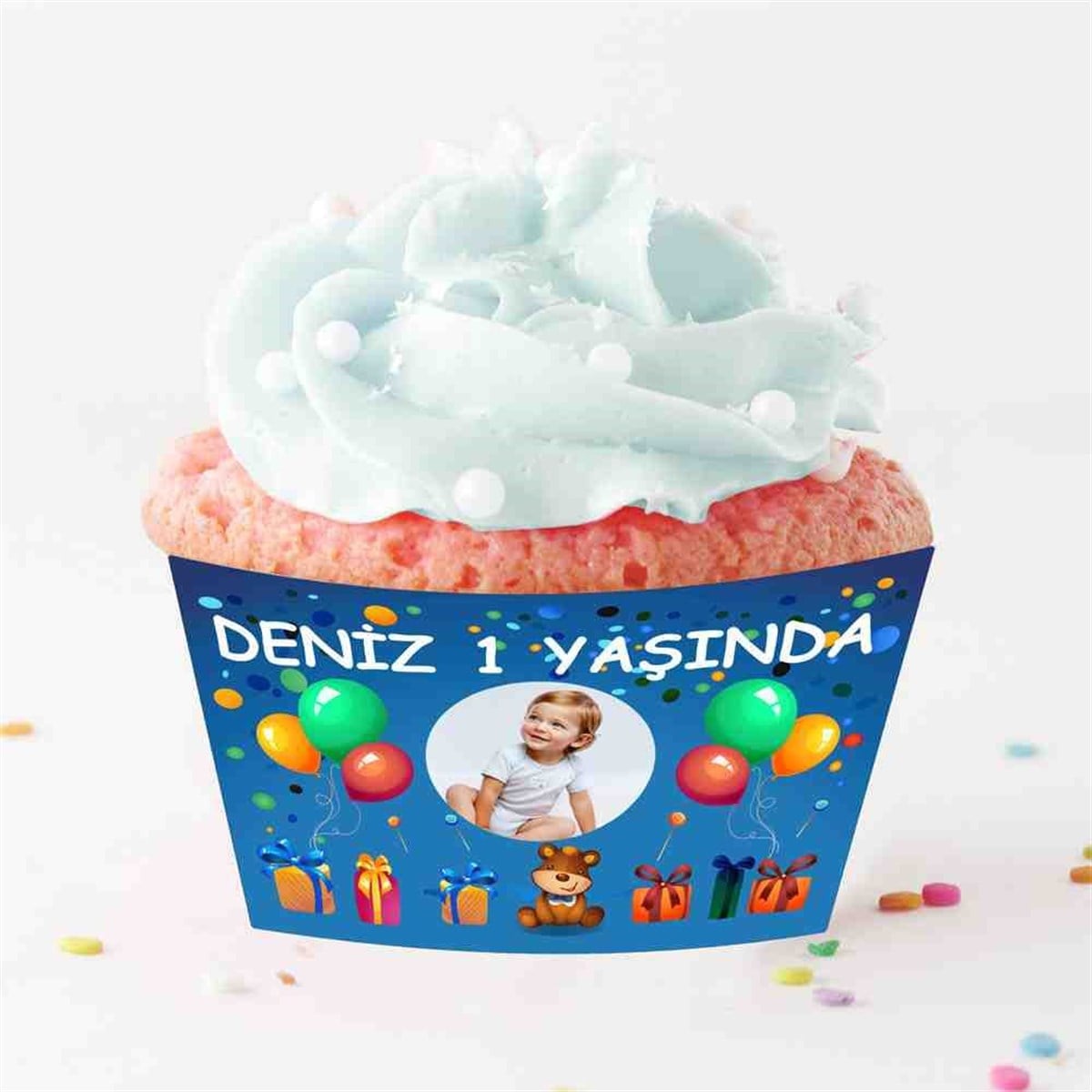 Hediye Balonlu Temalı Cupcake Sargısı 