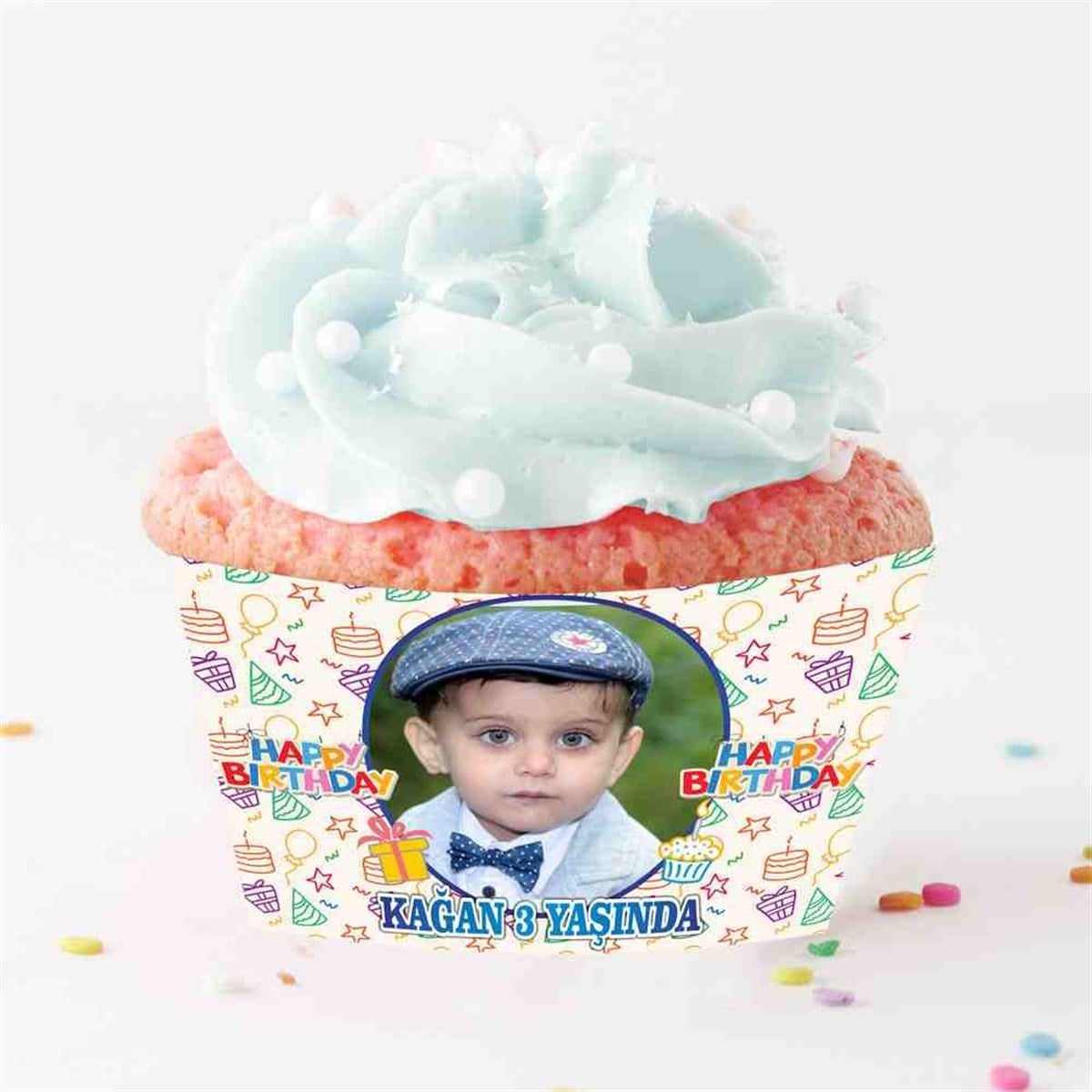 Hediye Paketi Temalı Cupcake Sargısı 
