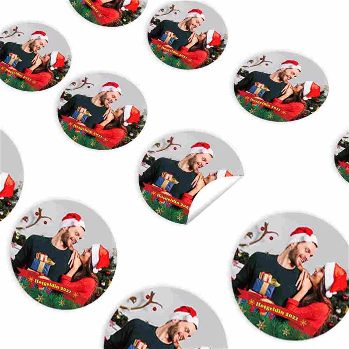 Hoş Geldin Yeni Yıl Yapışkanlı Sticker 30 Adet 