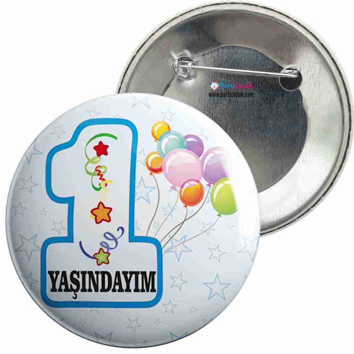 İğneli Metal Rozet 1 Yaş Balonlu Parti Çocuk  