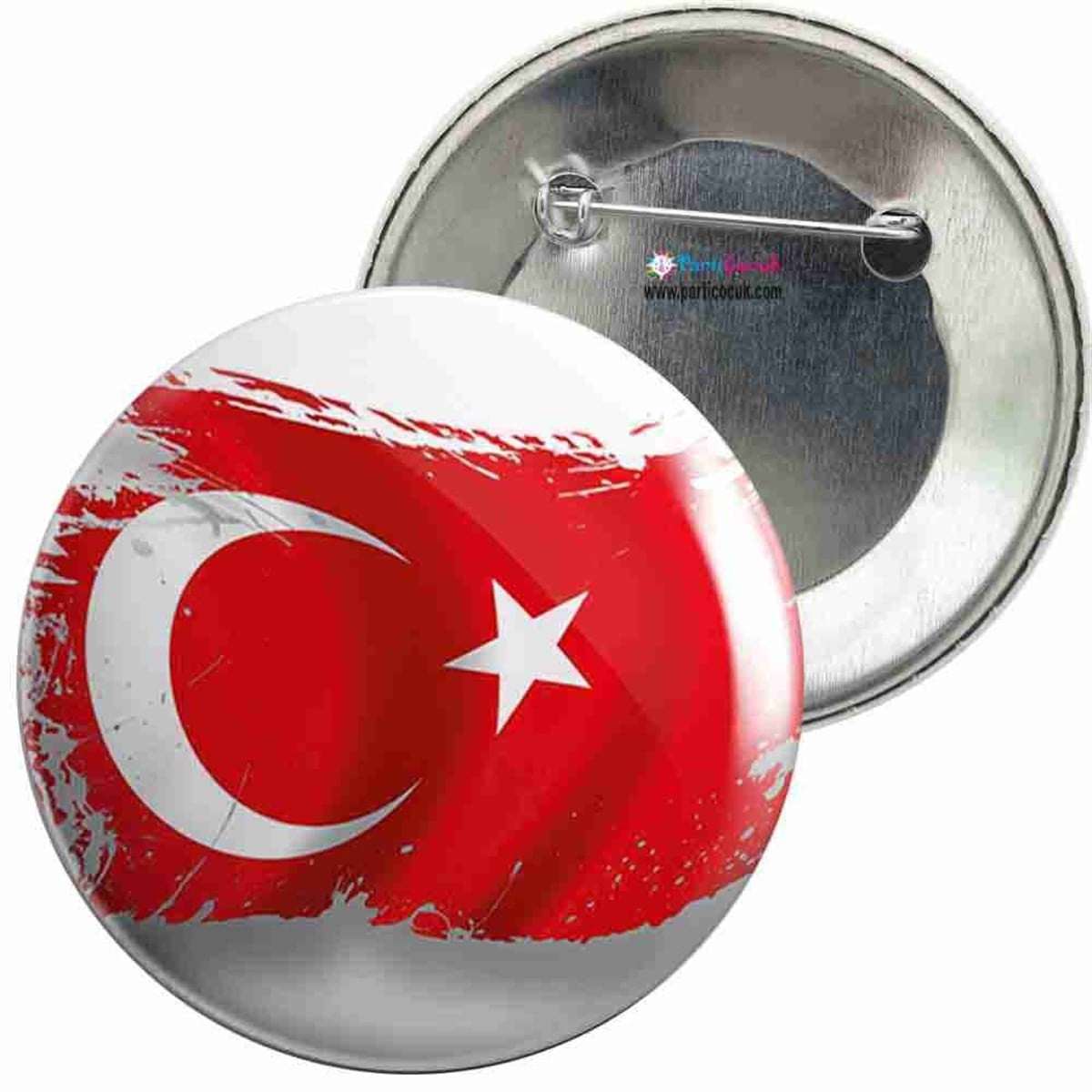 İğneli Metal Rozet Türk Bayrağı 12 Parti Çocuk 