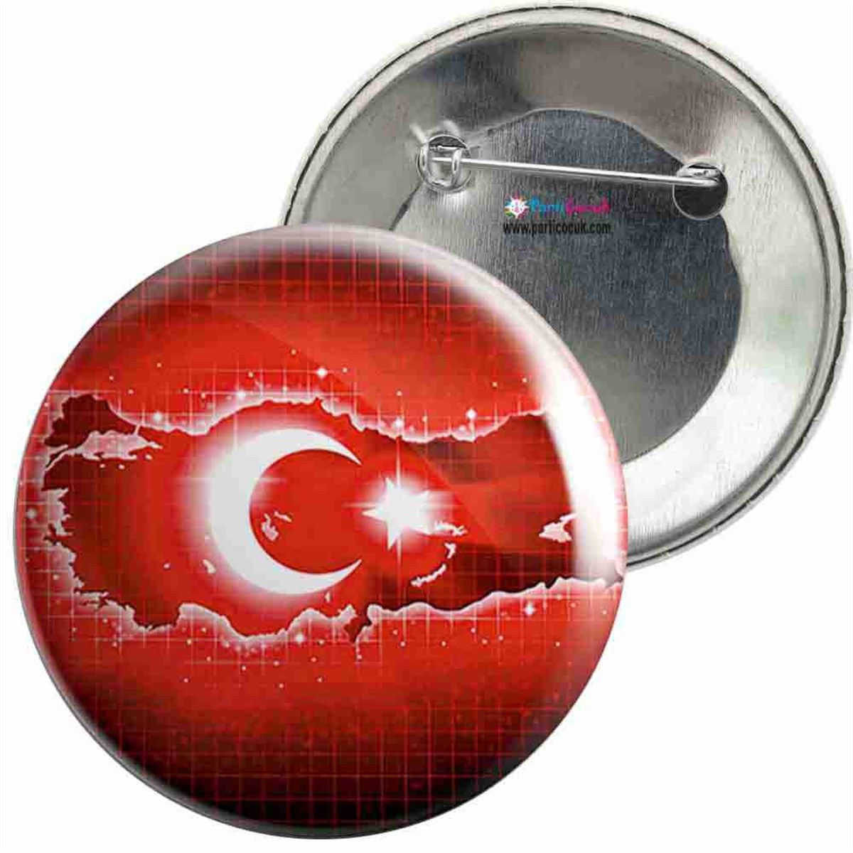 İğneli Metal Rozet Türk Bayrağı 2 Parti Çocuk 