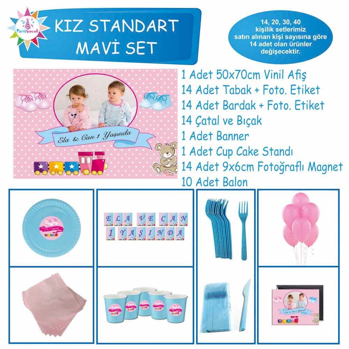İkiz Pembe Puantiyeli Ayıcıklı Konsept Standart Set  