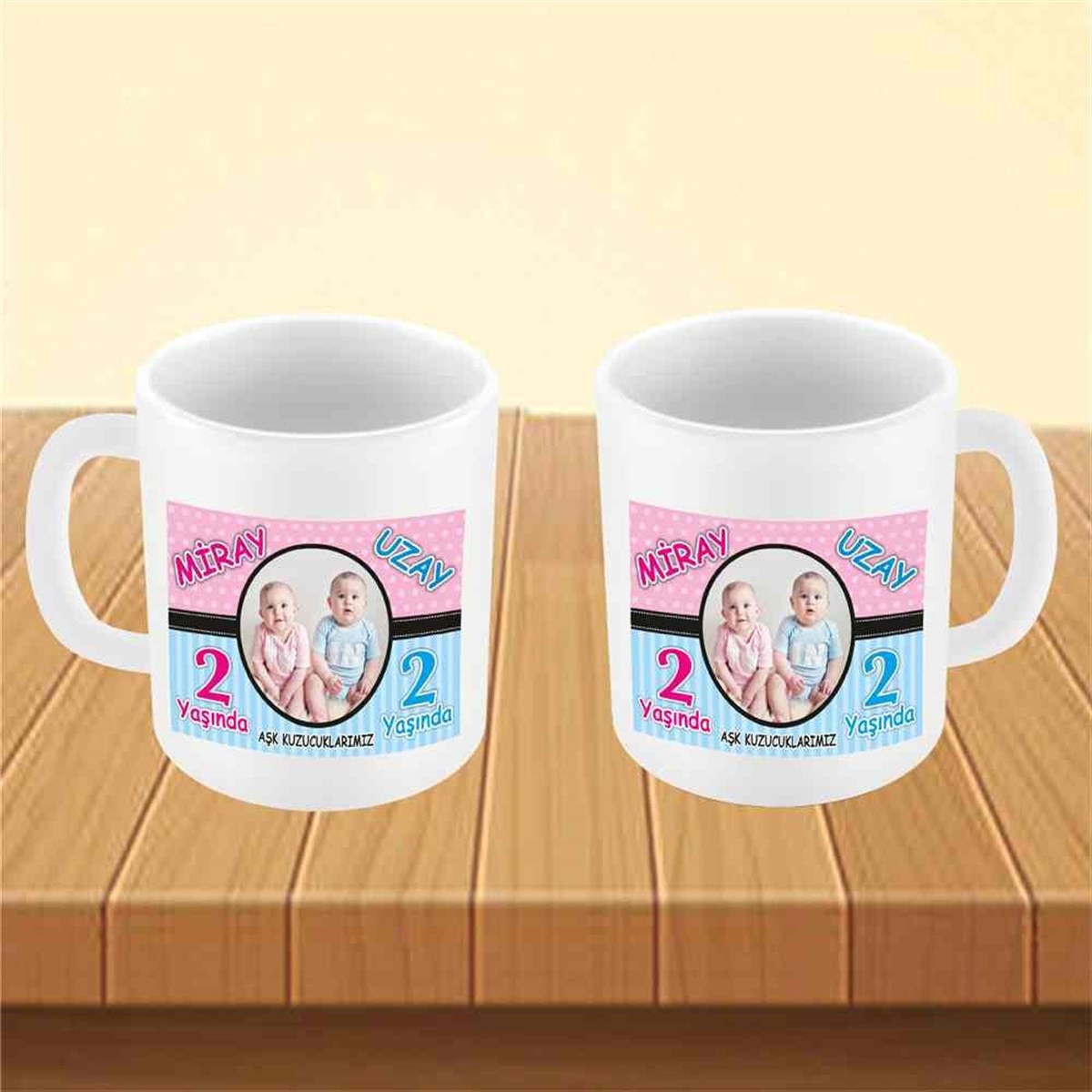 İkizler Puantiyeli Konsept Kupa Bardak Mug   