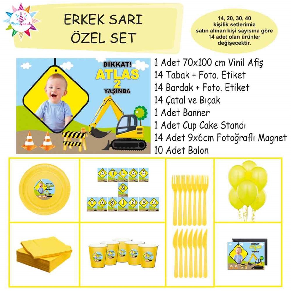 İnşaat Temalı Kişiye Özel Parti Özel Set 