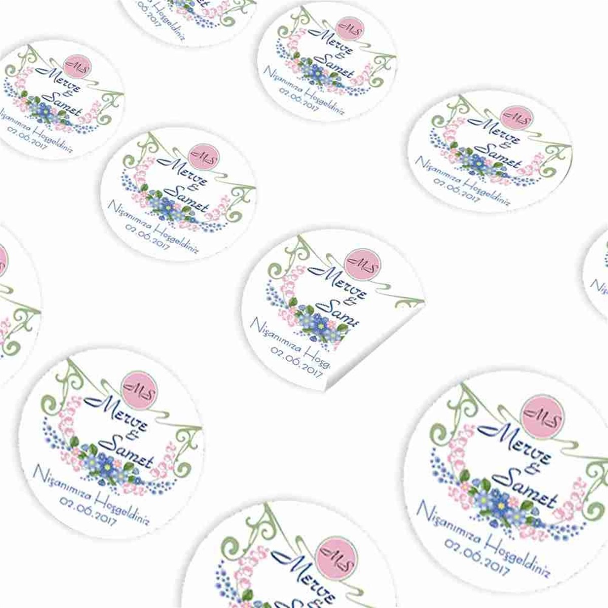 İsimli Nişan Sticker 30 Adet 