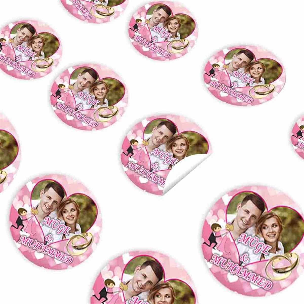 İsme Özel Nişan Stickerı 30 Adet 