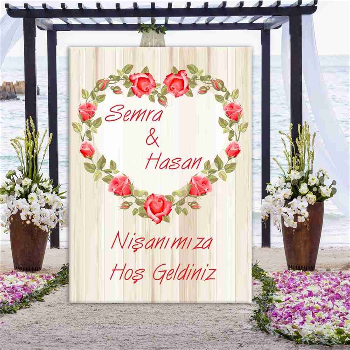 Kalp Desen İsme Özel Pano 