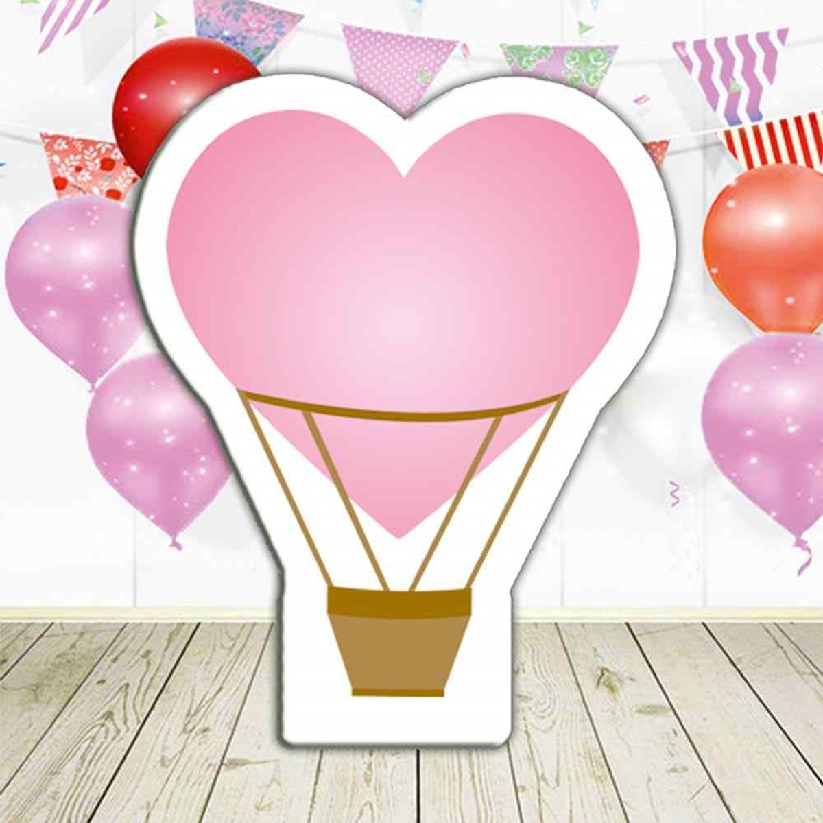 Kalp Şeklinde Uçan Balon Doğum Günü Pano 
