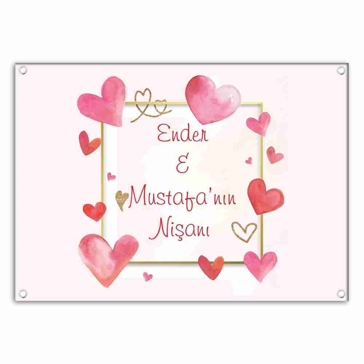 Kalpli Çerçeveli Nişan Hoş Geldin Afiş 