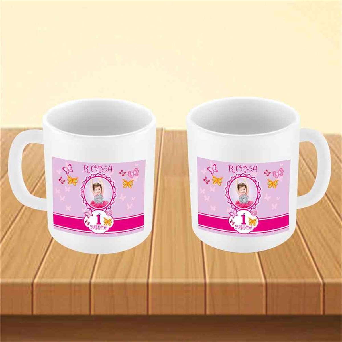 Kelebek Fuşya Konsept Kupa Bardak Mug  