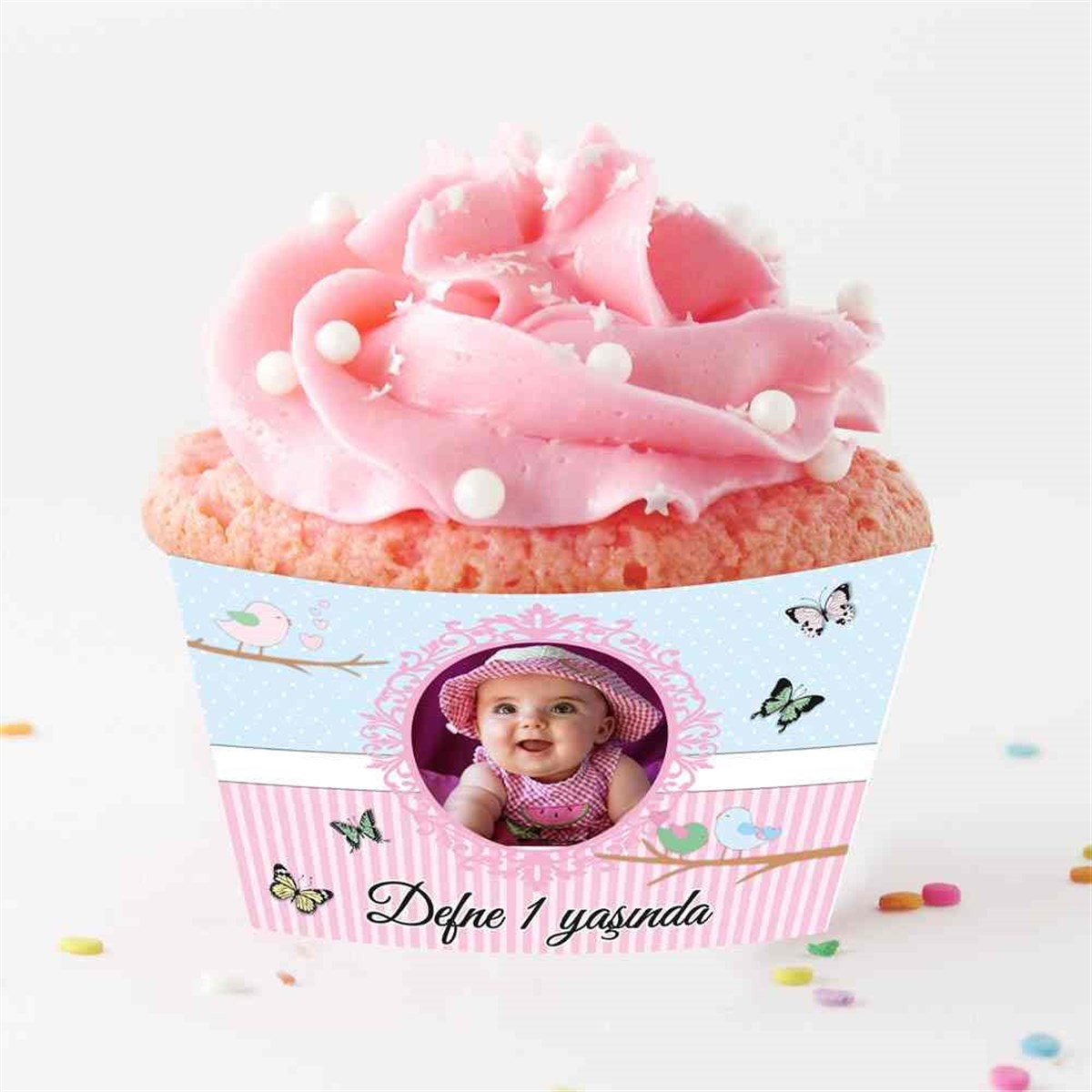 Kelebek Kuşlu Cupcake Sargısı  