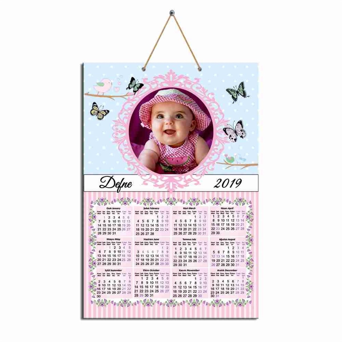 Kelebek Kuşlu Karton Takvim  