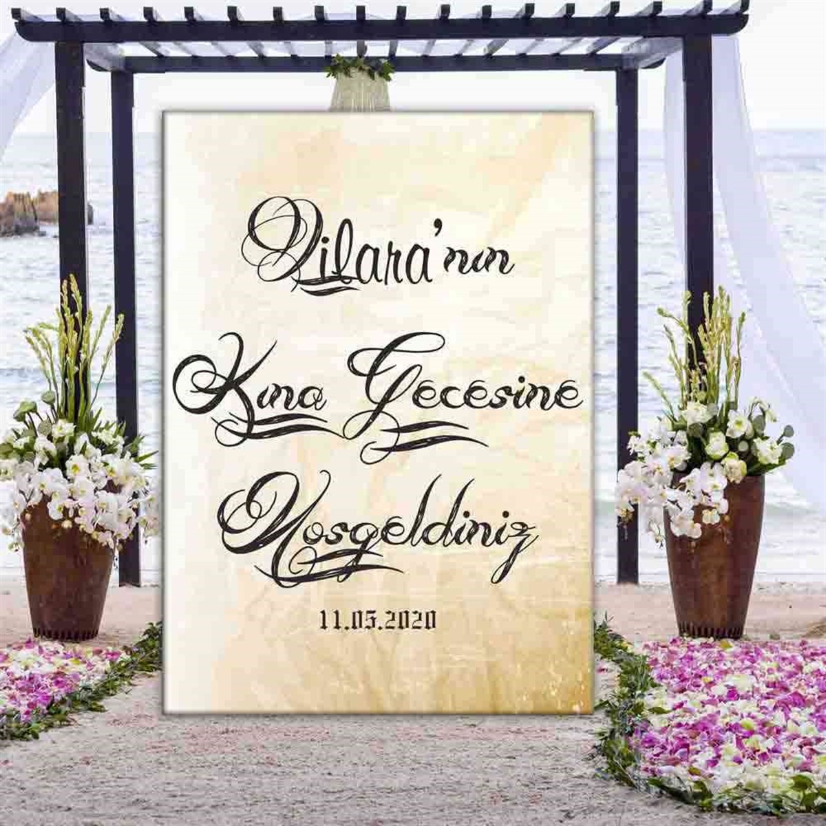 Kına Gecesi Hattat Yazılı Pano 