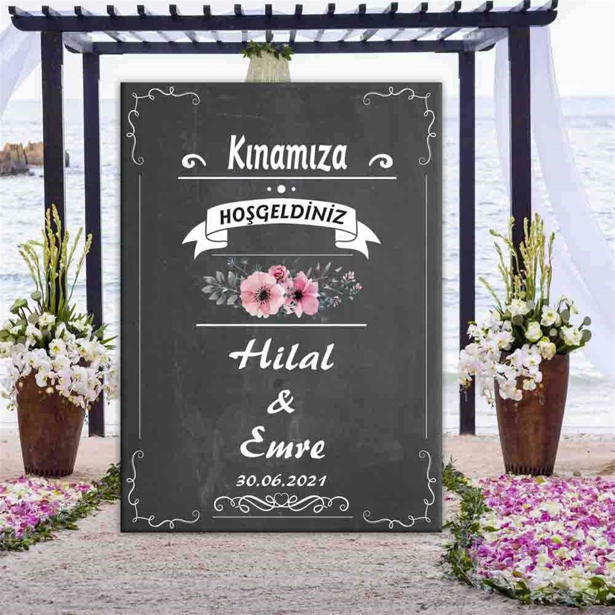 Kına Gecesi İçin İsme Özel Ayaklı Karşılama Pano 