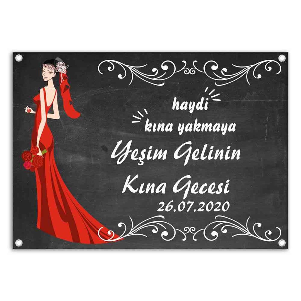 Kına Gecesi Kişiye Özel Afiş Kara Tahta 