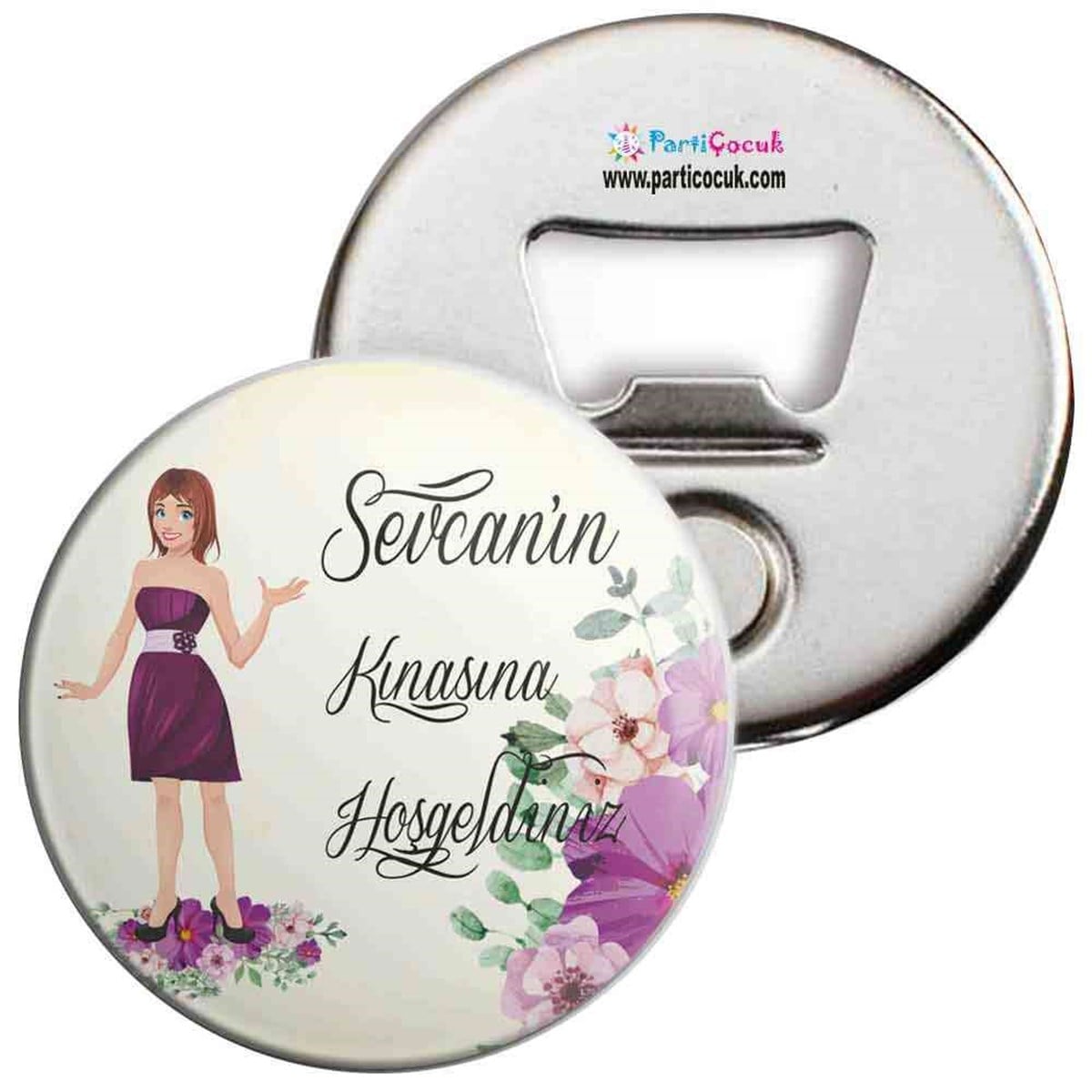 Kına Partisi Çiçekli Desenli Magnet Açacak  