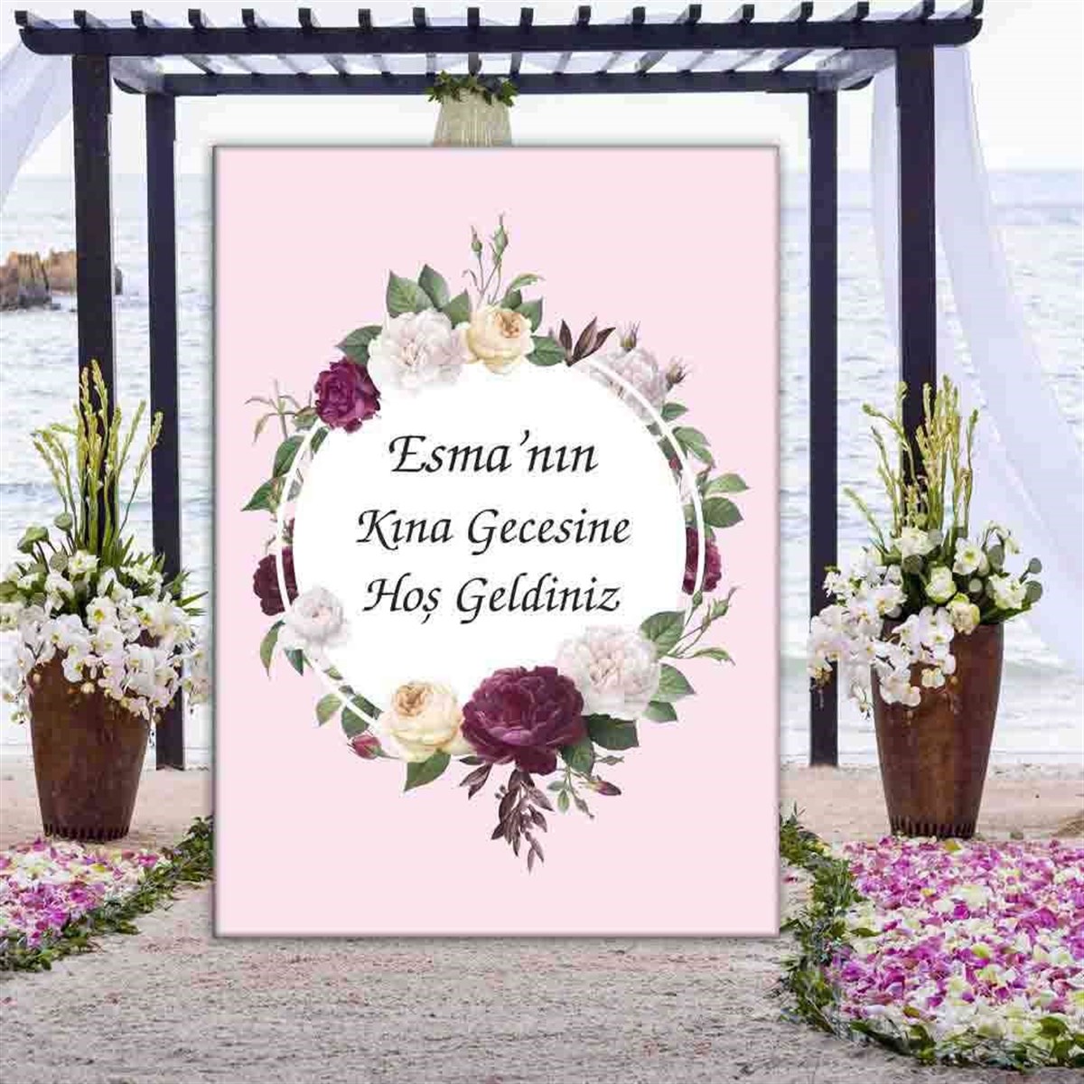 Kınamıza Hoşgeldiniz Çiçekli Pano 