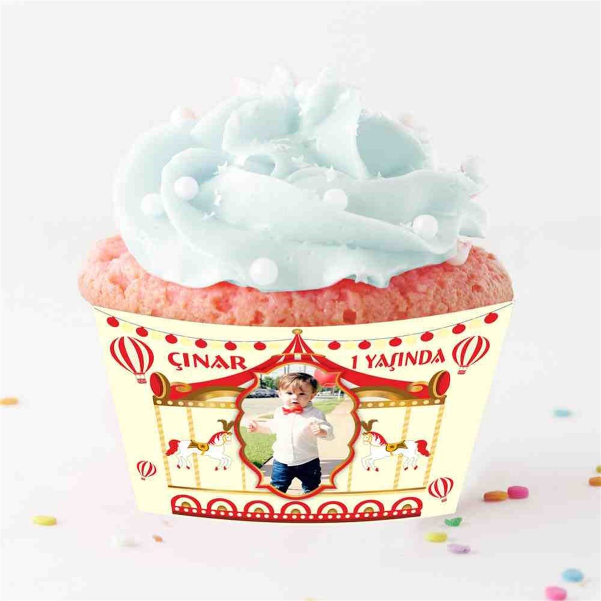 Kırmızı Atlı Karınca Cupcake Sargısı 