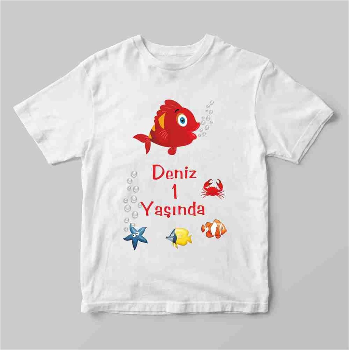 Kırmızı Balık Tişört Baskı 