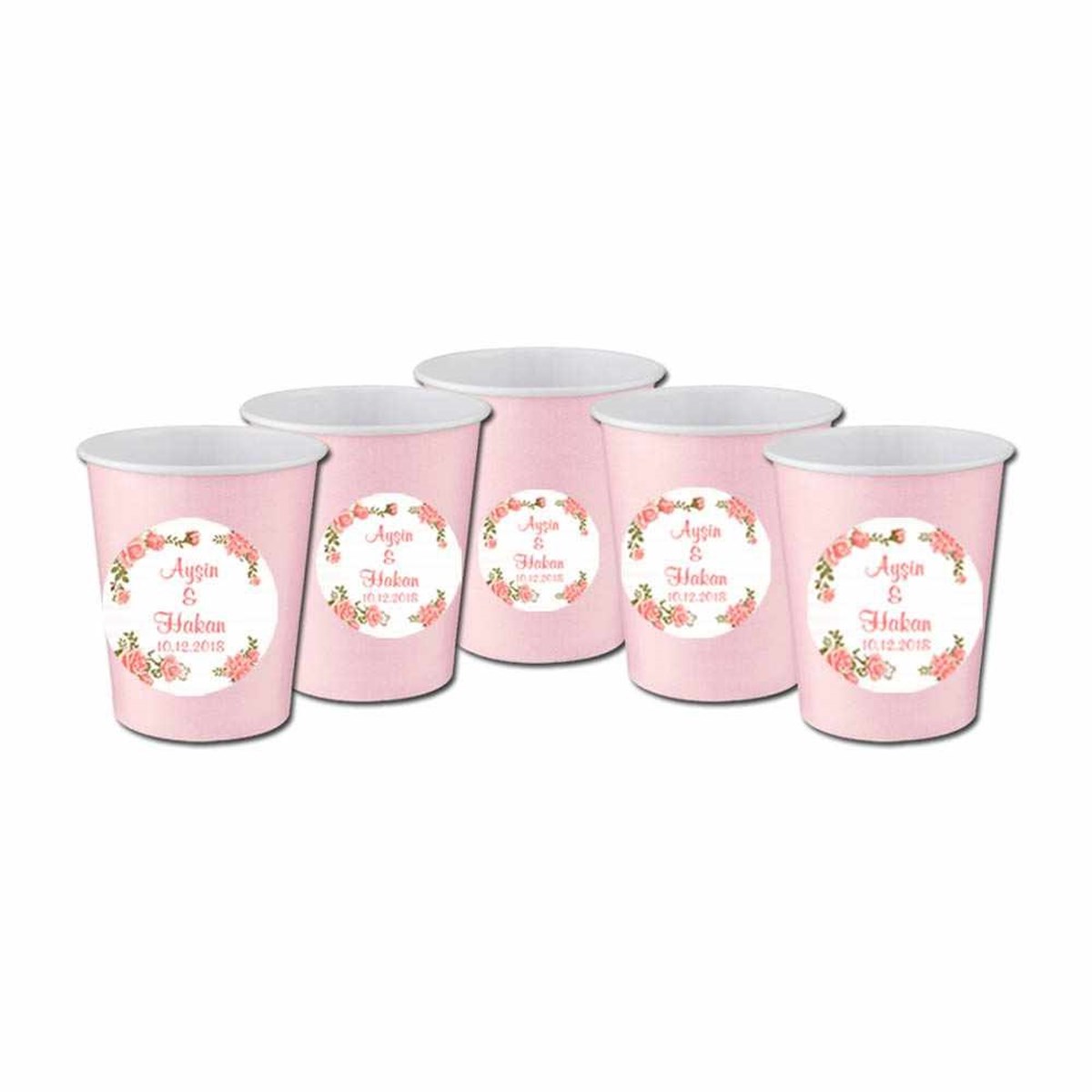 Kırmızı Nişan Kızı Figür Stickerlı Bardak 5 Adet 
