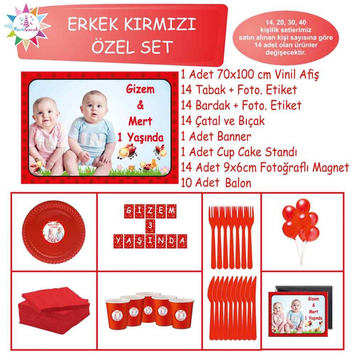 Kırmızı Puantiyeli Konsept Özel Set 