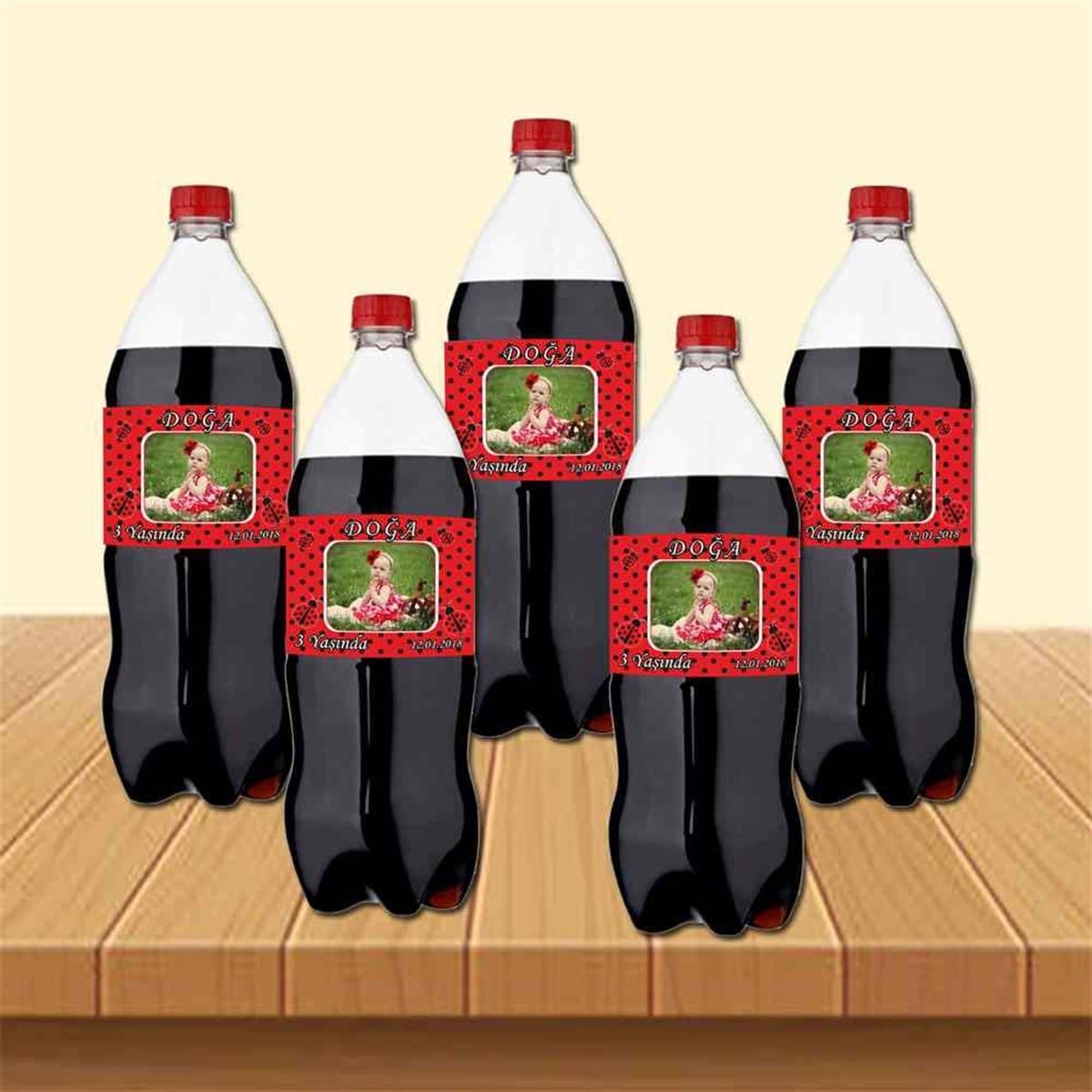 Kırmızı Puantiyeli Uğur Böceği Cola Şisesi Bandı  