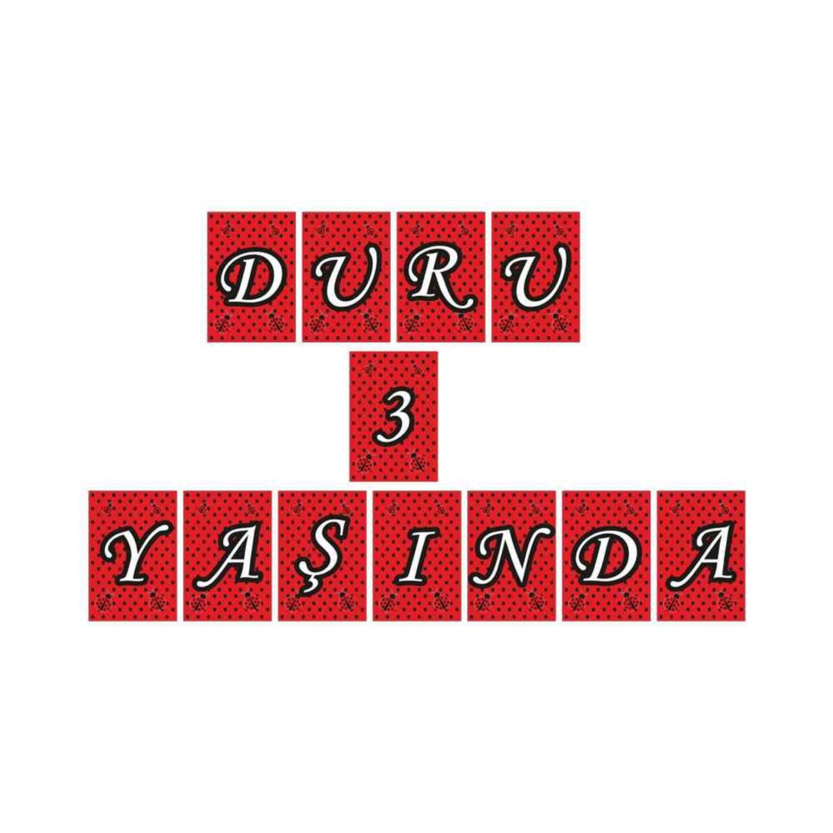 Kırmızı Puantiyeli Uğur Böceği Konsept Harf Banner  