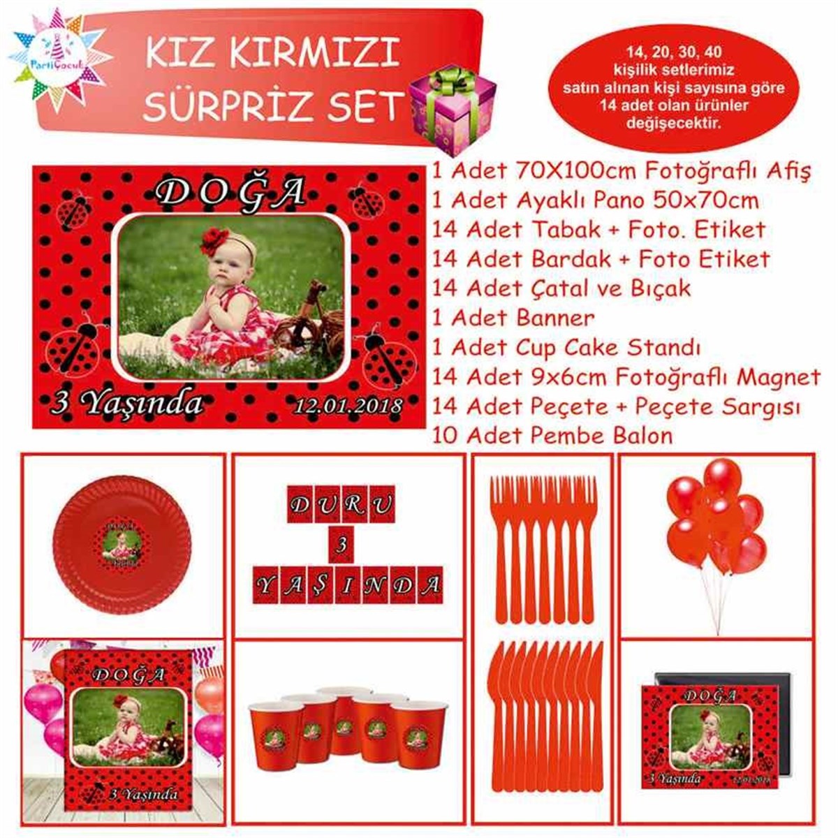 Kırmızı Puantiyeli Uğur Böceği Konsept Sürpriz Set  