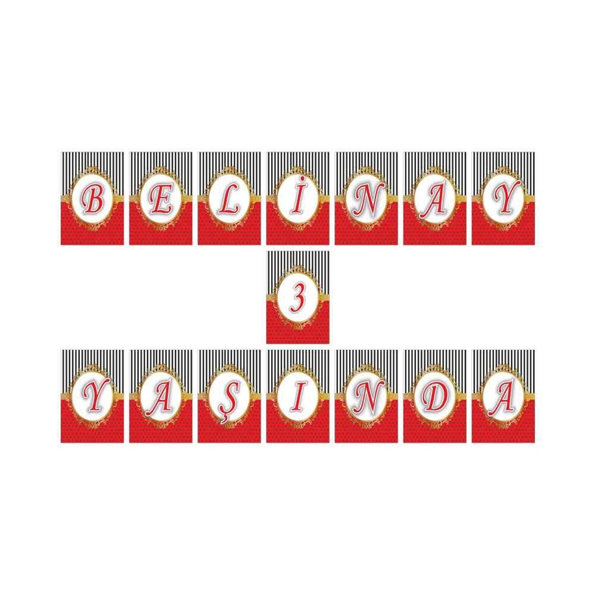 Kırmızılı Gold Konsept Harf Banner  