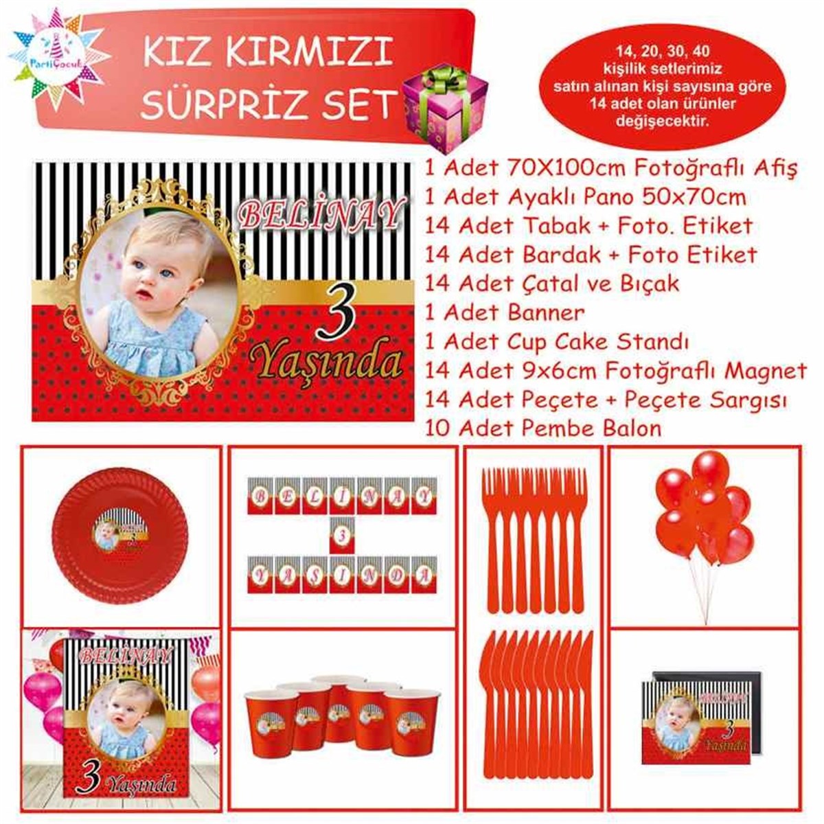 Kırmızılı Gold Konsept Sürpriz Set 
