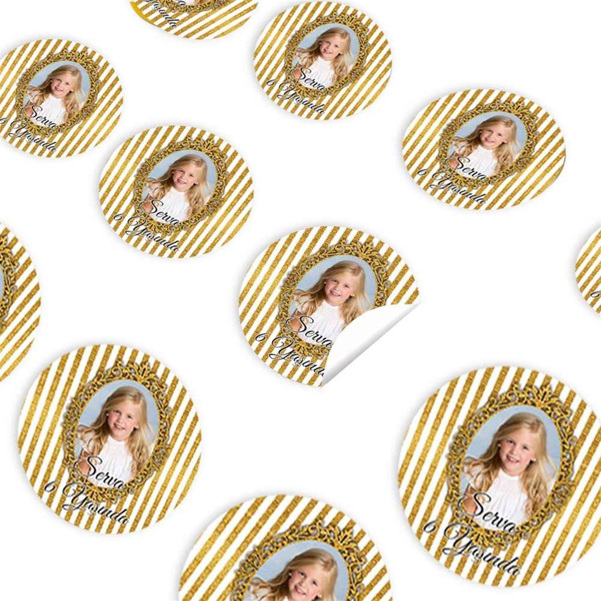 Kişiye Gold Vintage Konsept Sticker 30 Adet 