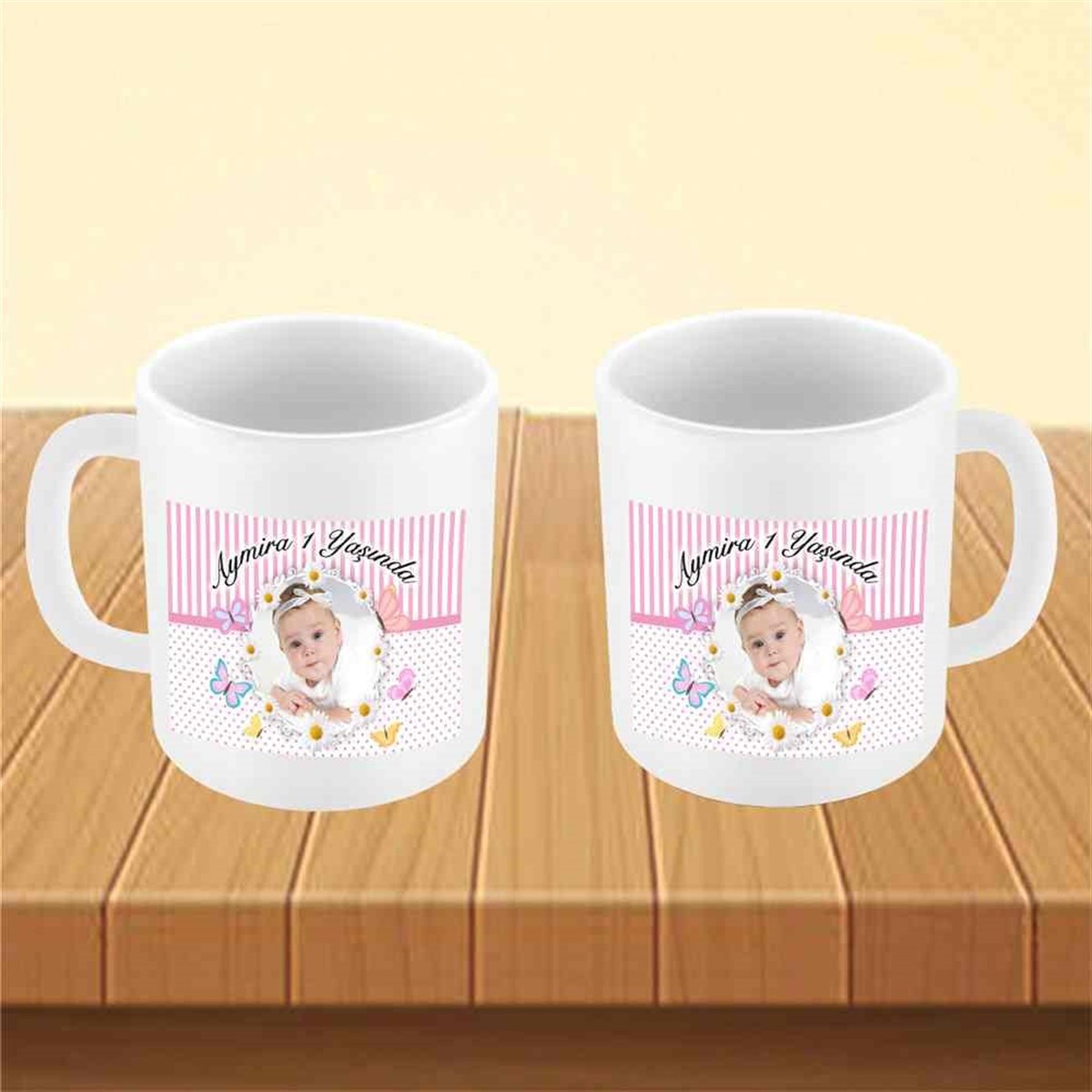 Kişiye Kelebek Konsept Kupa Bardak Mug  