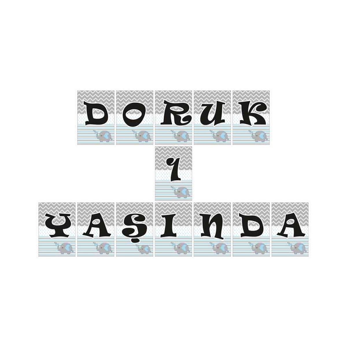 Kişiye Mavi Filli Konsept Harf Banner 